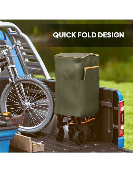 Outsunny Double Decker Folding Trolley on Wheels, 200KG & 350L Capacity Collapsible Wagon Festival Trolley Cart with 134cm Exten - pic 155756 | FastDaddyshop