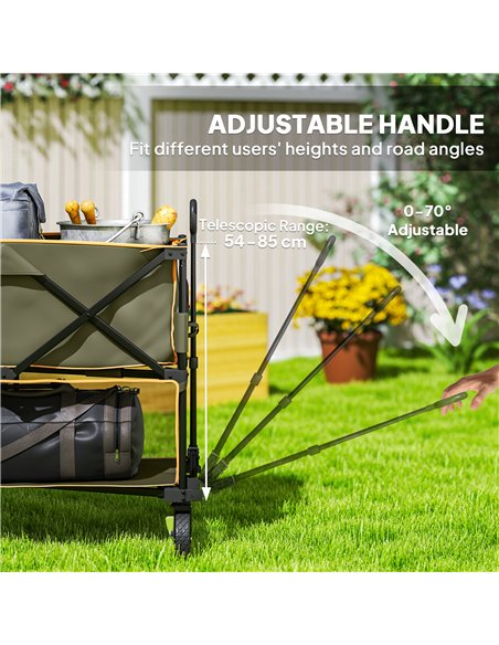 Outsunny Double Decker Folding Trolley on Wheels, 200KG & 350L Capacity Collapsible Wagon Festival Trolley Cart with 134cm Exten - pic 155757 | FastDaddyshop