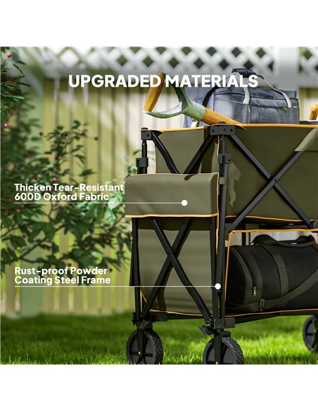 Outsunny Double Decker Folding Trolley on Wheels, 200KG & 350L Capacity Collapsible Wagon Festival Trolley Cart with 134cm Exten - pic 155758 | FastDaddyshop