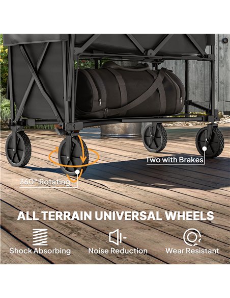 Outsunny Double Decker Folding Trolley on Wheels, 200KG & 350L Capacity Collapsible Wagon Festival Trolley Cart with 134cm Exten - pic 155764 | FastDaddyshop