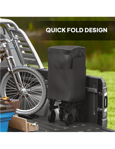 Outsunny Double Decker Folding Trolley on Wheels, 200KG & 350L Capacity Collapsible Wagon Festival Trolley Cart with 134cm Exten
