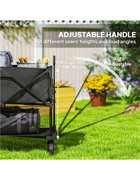 Outsunny Double Decker Folding Trolley on Wheels, 200KG & 350L Capacity Collapsible Wagon Festival Trolley Cart with 134cm Exten - pic 155766 | FastDaddyshop