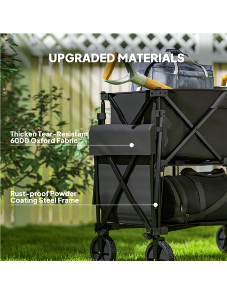 Outsunny Double Decker Folding Trolley on Wheels, 200KG & 350L Capacity Collapsible Wagon Festival Trolley Cart with 134cm Exten - pic 155767 | FastDaddyshop