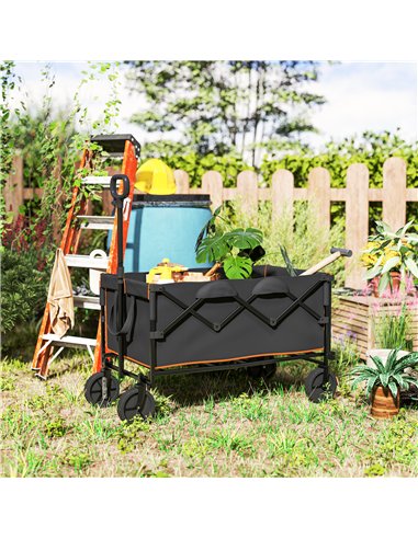 Outsunny 160L Festival Trolley on Wheels, Folding Camping Trolley Cart w/ Tailgate, 100kg Heavy Duty Garden Collapsible Folding 