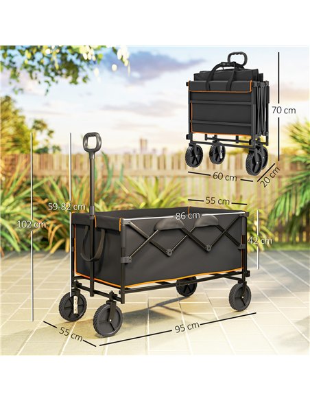 Outsunny 160L Festival Trolley on Wheels, Folding Camping Trolley Cart w/ Tailgate, 100kg Heavy Duty Garden Collapsible Folding  - pic 155771 | FastDaddyshop