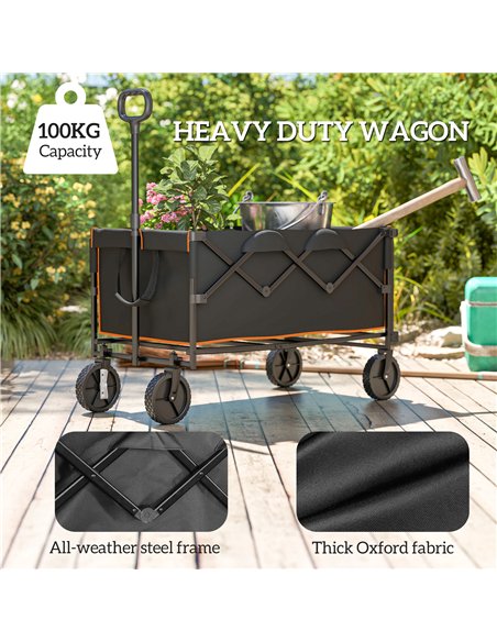 Outsunny 160L Festival Trolley on Wheels, Folding Camping Trolley Cart w/ Tailgate, 100kg Heavy Duty Garden Collapsible Folding  - pic 155772 | FastDaddyshop