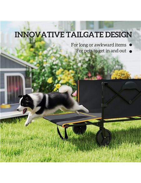 Outsunny 160L Festival Trolley on Wheels, Folding Camping Trolley Cart w/ Tailgate, 100kg Heavy Duty Garden Collapsible Folding  - pic 155774 | FastDaddyshop