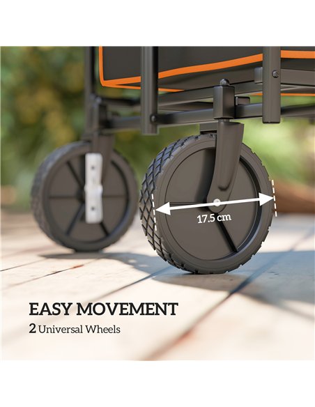 Outsunny 160L Festival Trolley on Wheels, Folding Camping Trolley Cart w/ Tailgate, 100kg Heavy Duty Garden Collapsible Folding  - pic 155775 | FastDaddyshop