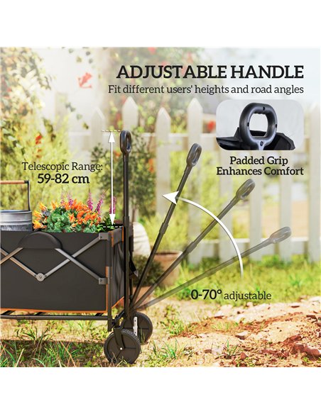 Outsunny 160L Festival Trolley on Wheels, Folding Camping Trolley Cart w/ Tailgate, 100kg Heavy Duty Garden Collapsible Folding  - pic 155776 | FastDaddyshop