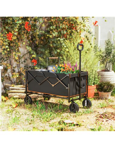 Outsunny 160L Festival Trolley on Wheels, Folding Camping Trolley Cart w/ Tailgate, 100kg Heavy Duty Garden Collapsible Folding 