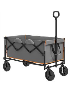 Outsunny 160L Festival Trolley on Wheels, Folding Camping Trolley Cart w/ Tailgate, 100kg Heavy Duty Garden Collapsible Folding 