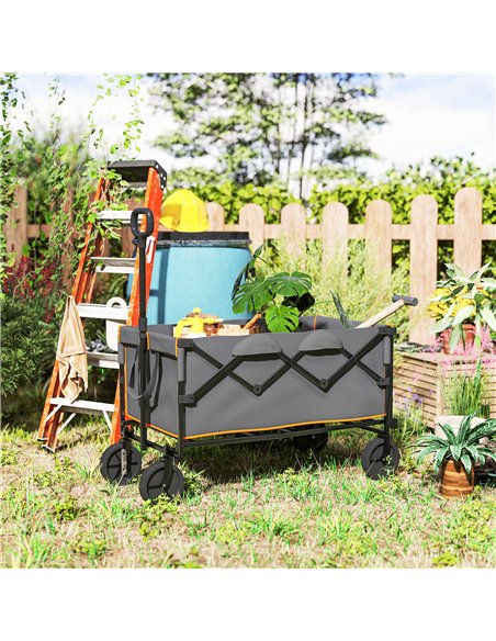Outsunny 160L Festival Trolley on Wheels, Folding Camping Trolley Cart w/ Tailgate, 100kg Heavy Duty Garden Collapsible Folding  - pic 155779 | FastDaddyshop