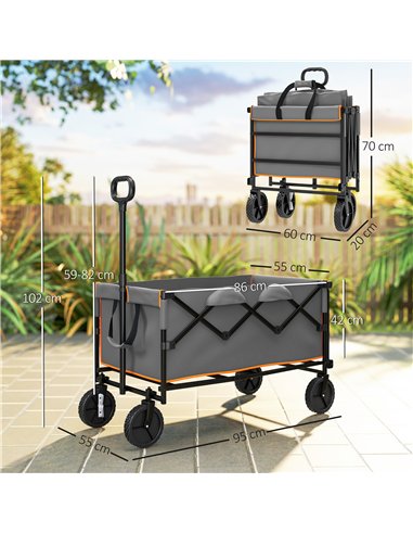 Outsunny 160L Festival Trolley on Wheels, Folding Camping Trolley Cart w/ Tailgate, 100kg Heavy Duty Garden Collapsible Folding 