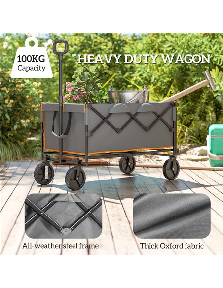Outsunny 160L Festival Trolley on Wheels, Folding Camping Trolley Cart w/ Tailgate, 100kg Heavy Duty Garden Collapsible Folding  - pic 155781 | FastDaddyshop