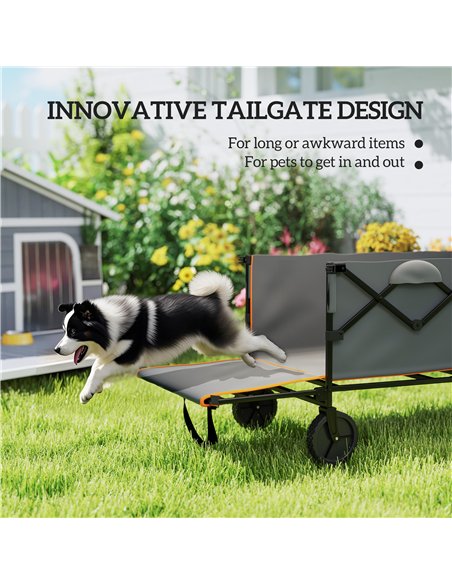 Outsunny 160L Festival Trolley on Wheels, Folding Camping Trolley Cart w/ Tailgate, 100kg Heavy Duty Garden Collapsible Folding  - pic 155783 | FastDaddyshop