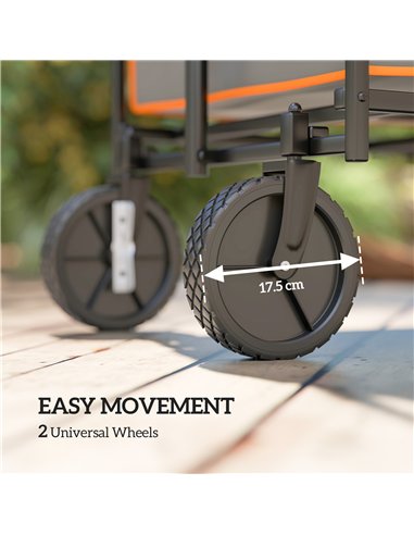 Outsunny 160L Festival Trolley on Wheels, Folding Camping Trolley Cart w/ Tailgate, 100kg Heavy Duty Garden Collapsible Folding 
