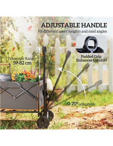 Outsunny 160L Festival Trolley on Wheels, Folding Camping Trolley Cart w/ Tailgate, 100kg Heavy Duty Garden Collapsible Folding 