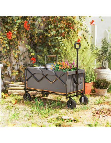 Outsunny 160L Festival Trolley on Wheels, Folding Camping Trolley Cart w/ Tailgate, 100kg Heavy Duty Garden Collapsible Folding 