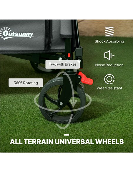 Outsunny Folding Trolley on Wheels, 150L Collapsible Wagon Festival Trolley Cart with Openable Sides, Adjustable Handle and Brak - pic 155791 | FastDaddyshop