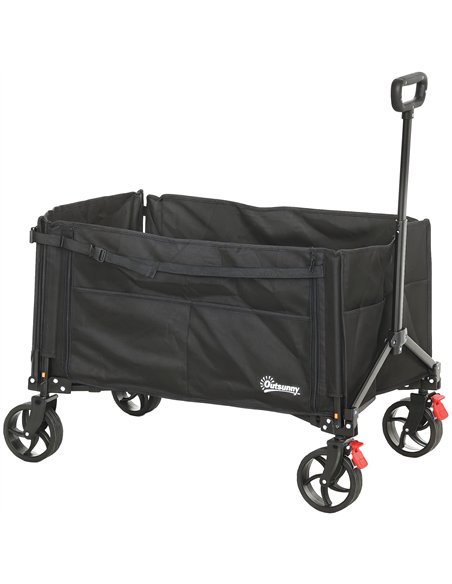 Outsunny Folding Trolley on Wheels, 150L Collapsible Wagon Festival Trolley Cart with Openable Sides, Adjustable Handle and Brak - pic 155796 | FastDaddyshop