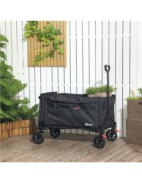 Outsunny Folding Trolley on Wheels, 150L Collapsible Wagon Festival Trolley Cart with Openable Sides, Adjustable Handle and Brak - pic 155797 | FastDaddyshop