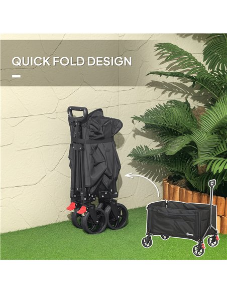 Outsunny Folding Trolley on Wheels, 150L Collapsible Wagon Festival Trolley Cart with Openable Sides, Adjustable Handle and Brak - pic 155801 | FastDaddyshop