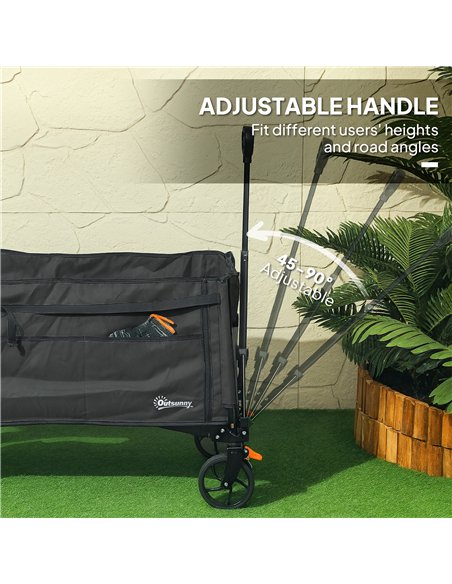 Outsunny Folding Trolley on Wheels, 150L Collapsible Wagon Festival Trolley Cart with Openable Sides, Adjustable Handle and Brak - pic 155802 | FastDaddyshop