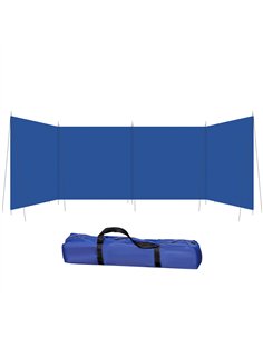 Outsunny Camping Windbreak, Foldable Portable Wind Blocker w/ Carry Bag and Steel Poles, Beach Sun Screen Shelter Privacy Wall, 