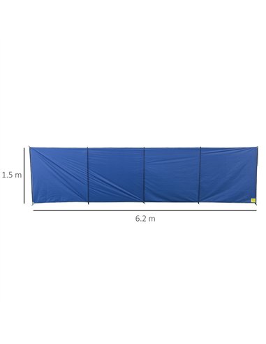 Outsunny Camping Windbreak, Foldable Portable Wind Blocker w/ Carry Bag and Steel Poles, Beach Sun Screen Shelter Privacy Wall, 