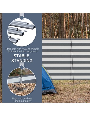 Outsunny 5 Pole Camping Windbreaks, Beach Wind Shield Shelter with Carry Bag and Steel Poles, Outdoor Caravan Privacy Shield, 54