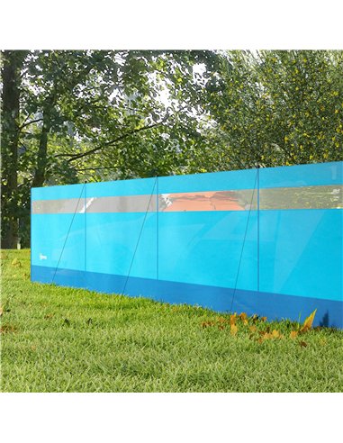 Outsunny Camping Windbreaker with Clear Windows, Carry Bag and Steel Poles, for Beach Caravan Campervan, 725 x 140cm, Blue
