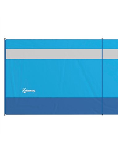 Outsunny Camping Windbreaker with Clear Windows, Carry Bag and Steel Poles, for Beach Caravan Campervan, 725 x 140cm, Blue