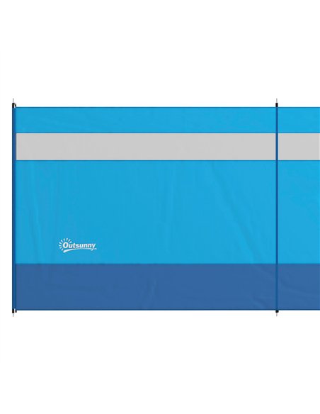 Outsunny Camping Windbreaker with Clear Windows, Carry Bag and Steel Poles, for Beach Caravan Campervan, 725 x 140cm, Blue - pic 155840 | FastDaddyshop