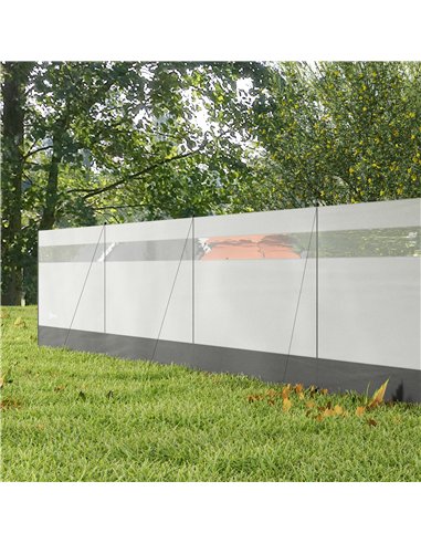 Outsunny Camping Windbreaker with Clear Windows, Carry Bag and Steel Poles, for Beach Caravan Campervan, 725 x 140cm, Grey