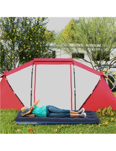Outsunny Single Air Mattress with Hand Pump, Portable Air Bed with Flocked Surface, 191 x 73 x 22cm, Blue