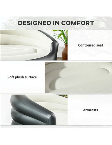 Outsunny Double Inflatable Seat - Grey/Black
