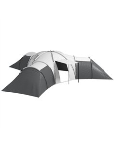 Outsunny 6-9 Man Tent with Bedrooms and Living Room, Accessories Included, Dark Grey