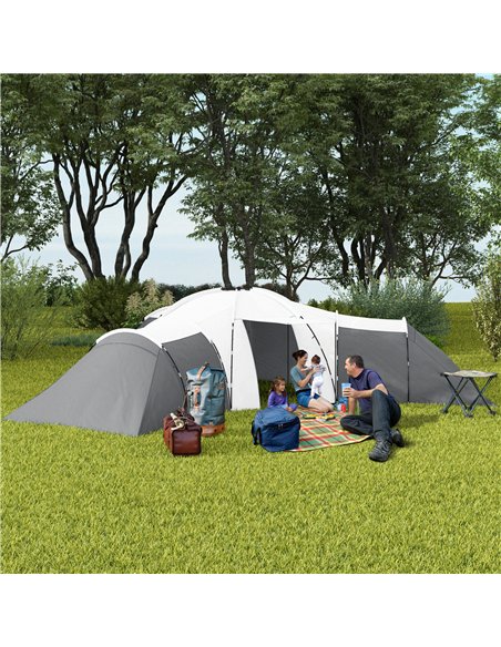 Outsunny 6-9 Man Tent with Bedrooms and Living Room, Accessories Included, Dark Grey - pic 155869 | FastDaddyshop