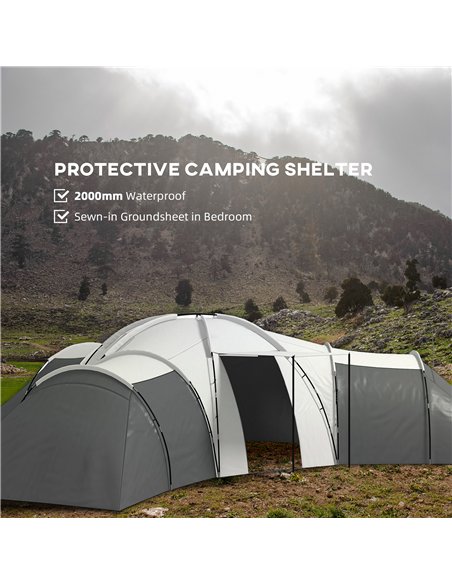 Outsunny 6-9 Man Tent with Bedrooms and Living Room, Accessories Included, Dark Grey - pic 155872 | FastDaddyshop