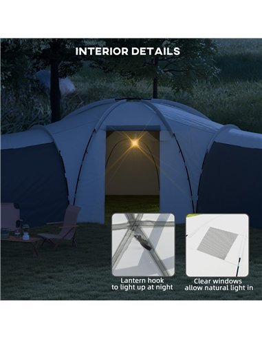 Outsunny 6-9 Man Tent with Bedrooms and Living Room, Accessories Included, Dark Grey