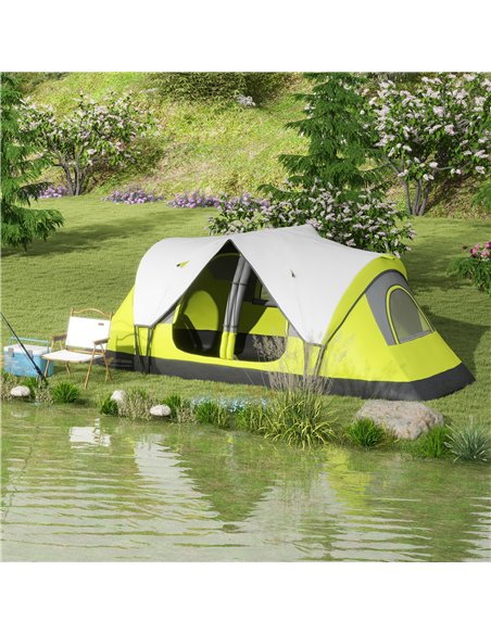 Outsunny Camping Tent for 6-8 Man with 2000mm Waterproof Rainfly and Carry Bag for Fishing Hiking Festival, Yellow - pic 155878 | FastDaddyshop