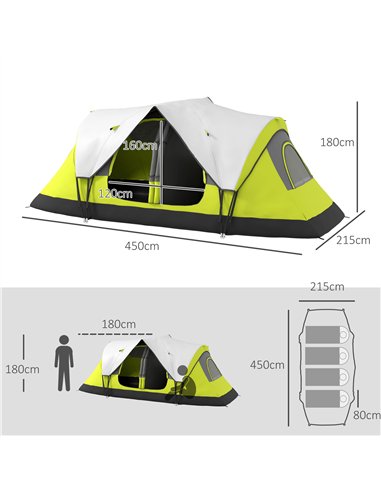 Outsunny Camping Tent for 6-8 Man with 2000mm Waterproof Rainfly and Carry Bag for Fishing Hiking Festival, Yellow