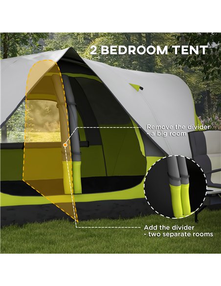 Outsunny Camping Tent for 6-8 Man with 2000mm Waterproof Rainfly and Carry Bag for Fishing Hiking Festival, Yellow - pic 155881 | FastDaddyshop