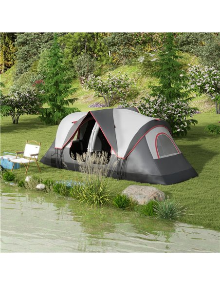 Outsunny Camping Tent for 6-8 Man with 2000mm Waterproof Rainfly and Carry Bag for Fishing Hiking Festival, Grey - pic 155887 | FastDaddyshop