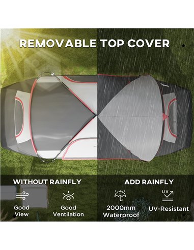 Outsunny Camping Tent for 6-8 Man with 2000mm Waterproof Rainfly and Carry Bag for Fishing Hiking Festival, Grey