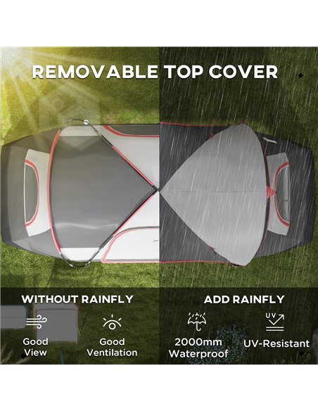 Outsunny Camping Tent for 6-8 Man with 2000mm Waterproof Rainfly and Carry Bag for Fishing Hiking Festival, Grey - pic 155889 | FastDaddyshop