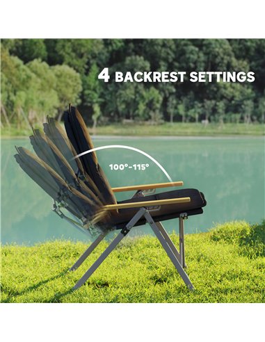 Outsunny Portable Camping Chair for Adults, High Back Folding Chair with Padded Seat and Carry Bag, Outdoor Recliner for Hiking,