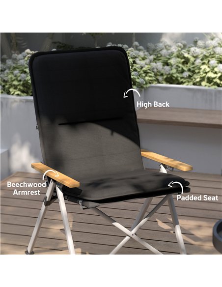 Outsunny Portable Camping Chair for Adults, High Back Folding Chair with Padded Seat and Carry Bag, Outdoor Recliner for Hiking, - pic 155909 | FastDaddyshop