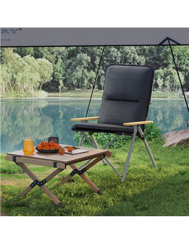Outsunny Portable Camping Chair for Adults, High Back Folding Chair with Padded Seat and Carry Bag, Outdoor Recliner for Hiking,