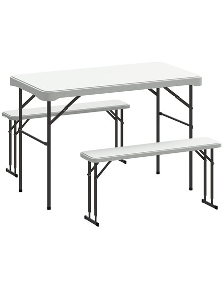 Outsunny Three-Piece Folding Picnic Table and Bench Set - Light Grey - pic 155913 | FastDaddyshop